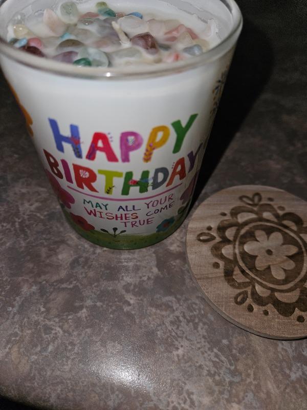 Gemstone Candle - Happy Birthday - Customer Photo From Lanie Richardson