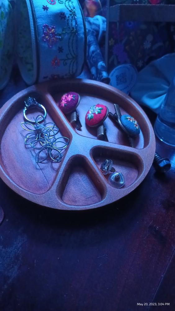 Carved Wood Trinket Dish - Peace Sign - Customer Photo From Jessica Starr