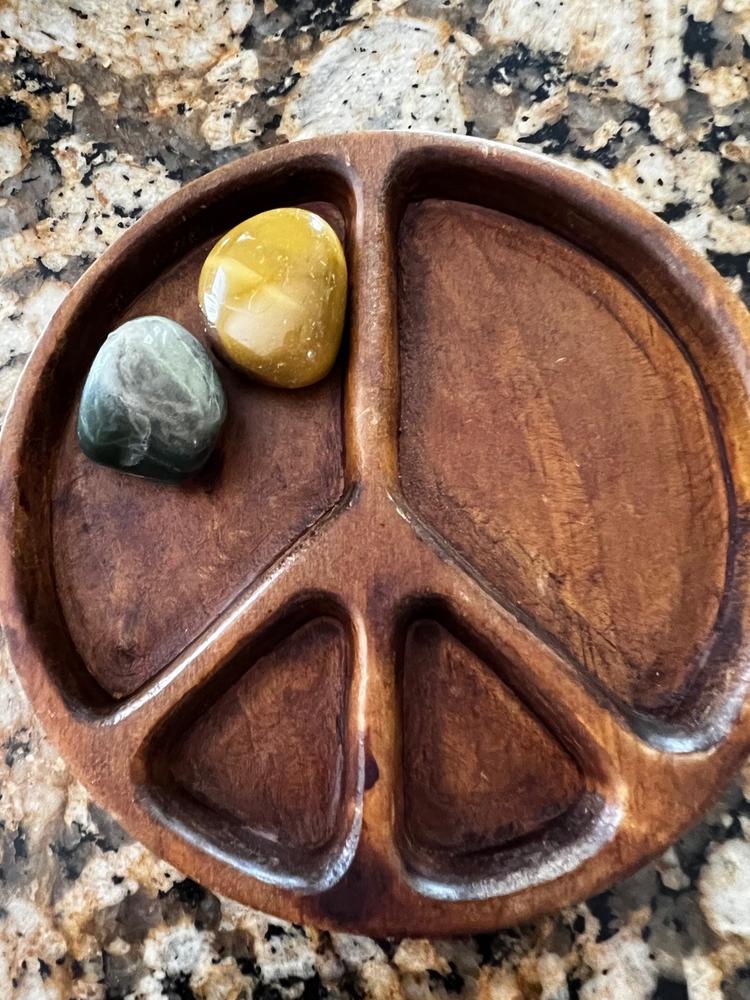 Carved Wood Trinket Dish - Peace Sign - Customer Photo From Mary McAllister