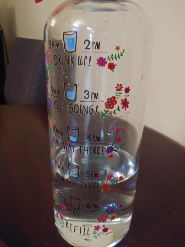 Glass Water Bottle - 32oz - Customer Photo From Catherine 