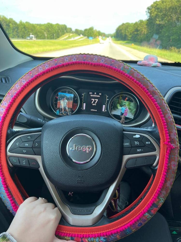 Steering Wheel Cover, 12" - Dark Pink - Customer Photo From Kaylee Cannon