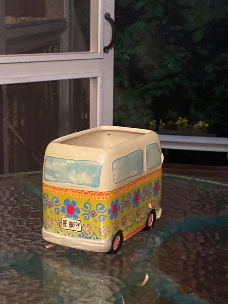 So Cute Ceramic Planter - Daisy The Van - Customer Photo From Janice Heaton