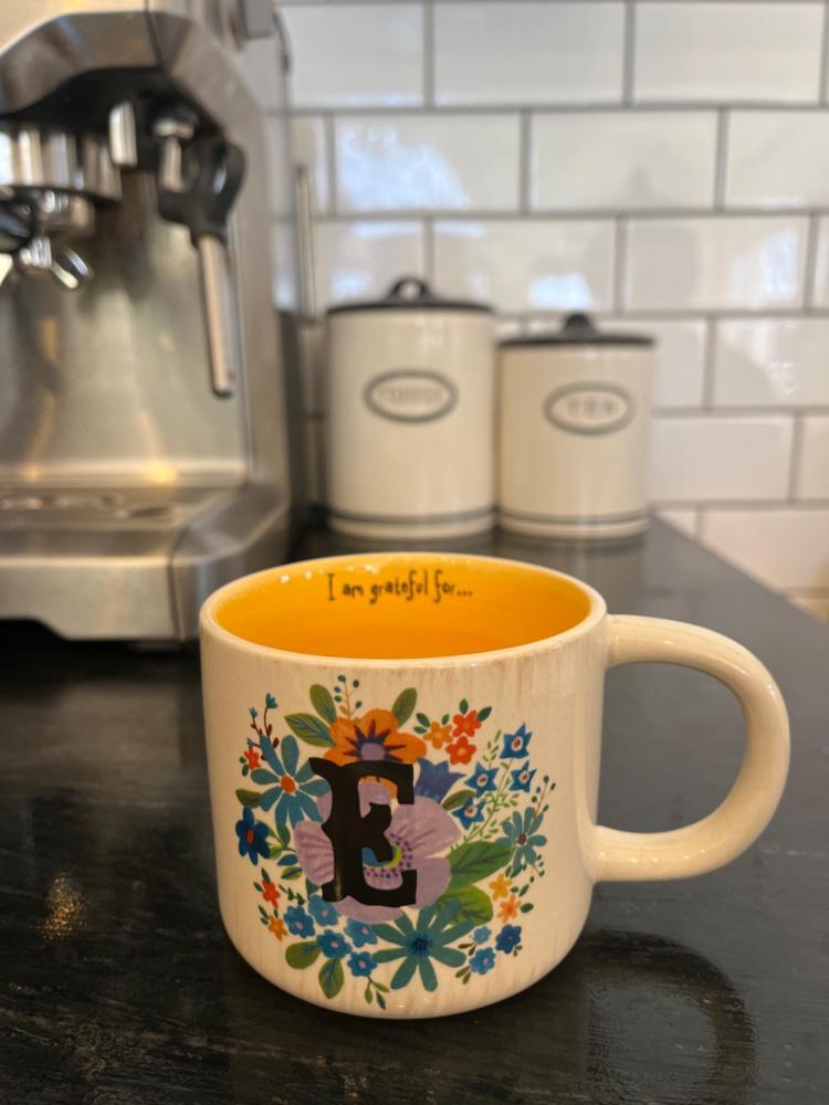 Initial Coffee Mug - E - Customer Photo From Kathryn Thoman