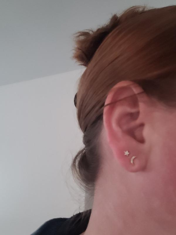 Perfect Tiny Stud Earrings - Star & Moon - Customer Photo From Jessica Labadie