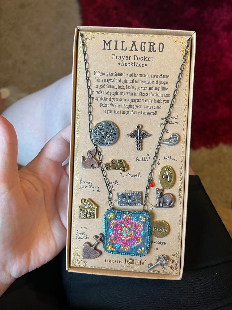 Milagro Prayer Pocket Charm Necklace - Turquoise - Customer Photo From Lida