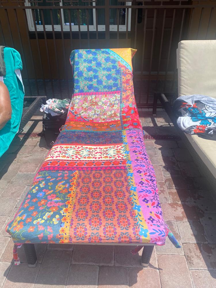 Beach Chair Towel & Tote - Multi Patchwork - Customer Photo From Tiffany