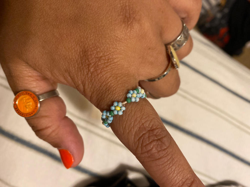 Beaded Daisy Ring - Turquoise - Customer Photo From grayson m’kenzee holbrooks