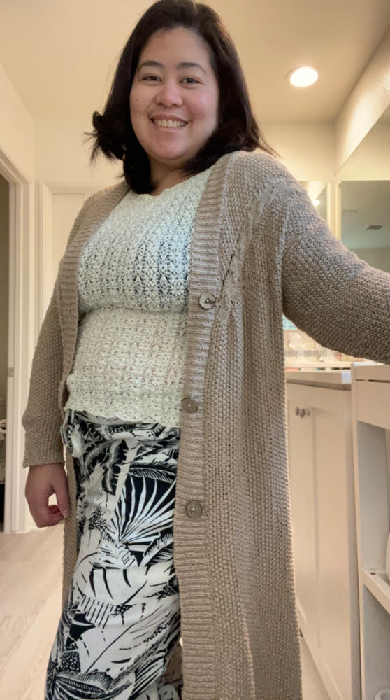 Cable Knit Duster - Tan - Customer Photo From Khristin Tabios