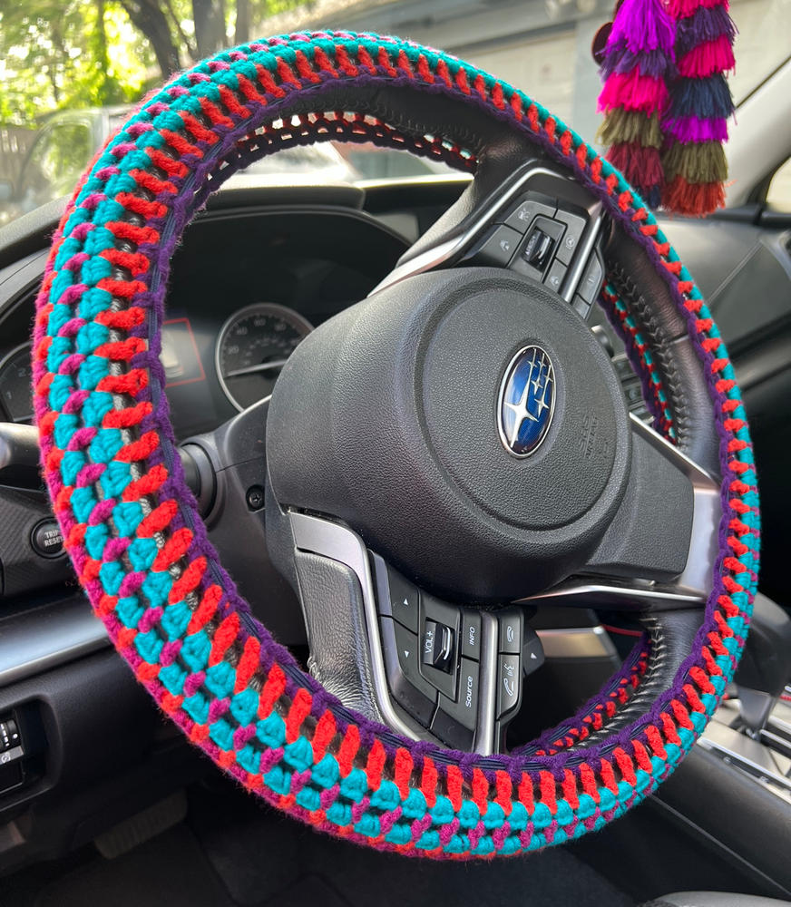 Crochet Steering Wheel Cover - Dark Teal - Customer Photo From Caryn Maltby