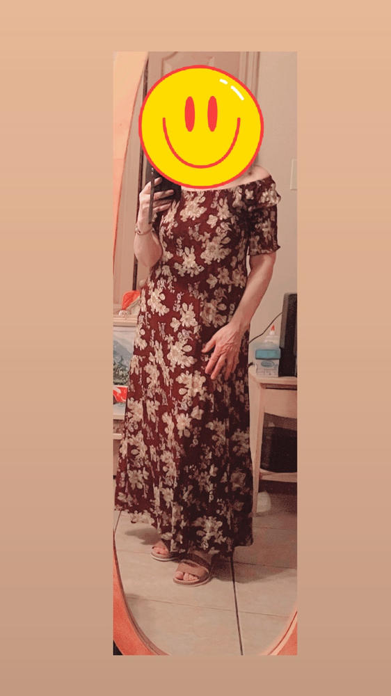 Daisy Tiered Midi Dress - Berry Tan Floral - Customer Photo From Margarita Gutierrez