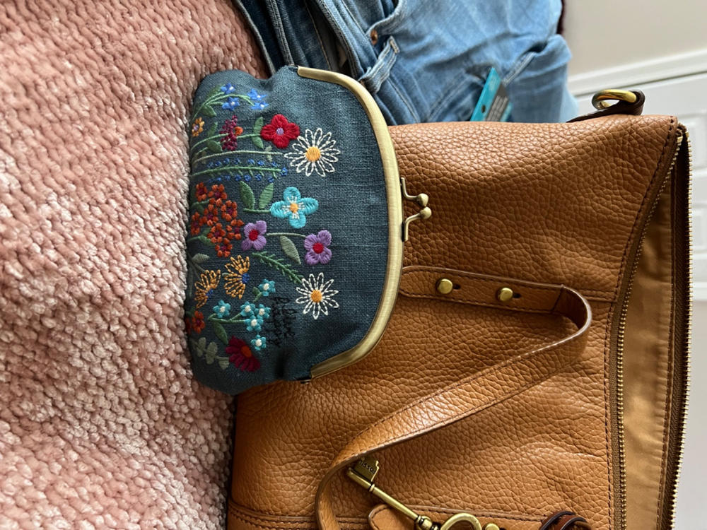 Embroidered Coin Purse - Washed Navy - Customer Photo From Erica Knight