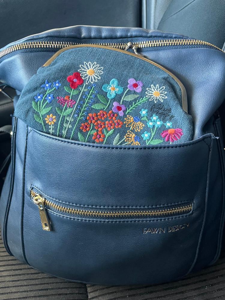 Embroidered Coin Purse - Washed Navy - Customer Photo From Maggie