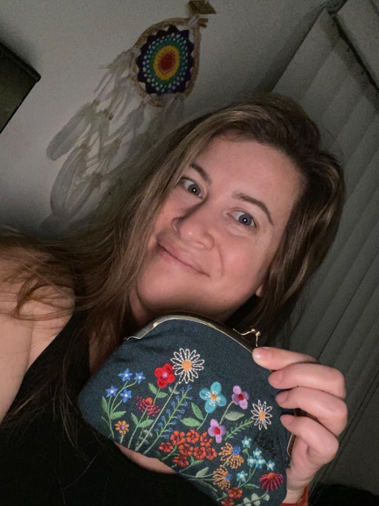 Embroidered Coin Purse - Washed Navy - Customer Photo From Krystle Proctor