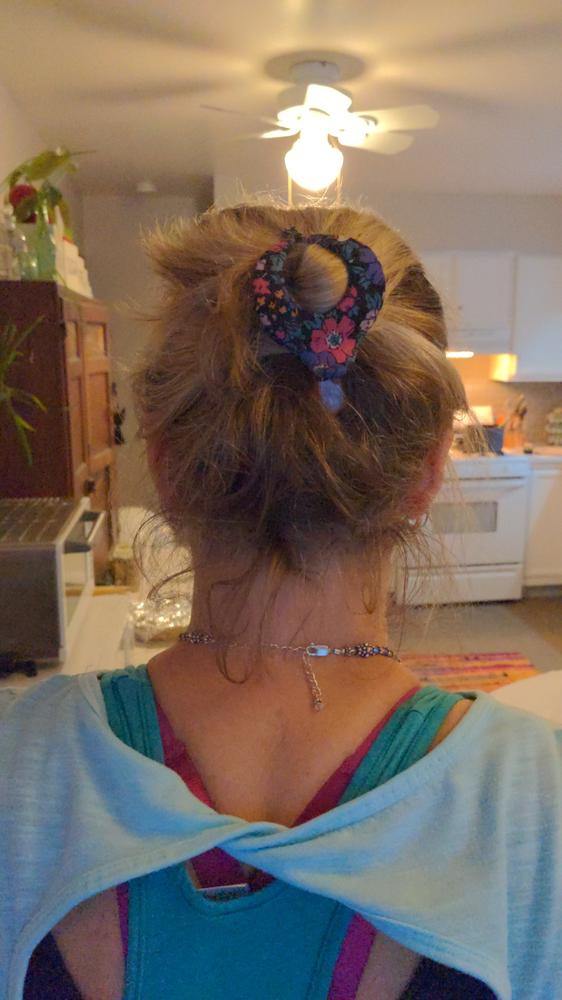 Floral Fabric Boho Hair Clip - Navy - Customer Photo From Meg Beech