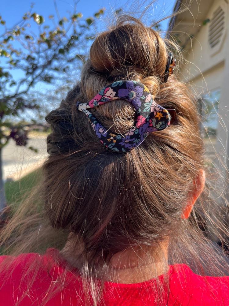 Floral Fabric Boho Hair Clip - Navy - Customer Photo From Cynthia A Neal