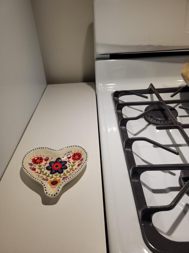 Ceramic Heart Spoon Rest - Live Happy - Customer Photo From Diane Marquez 