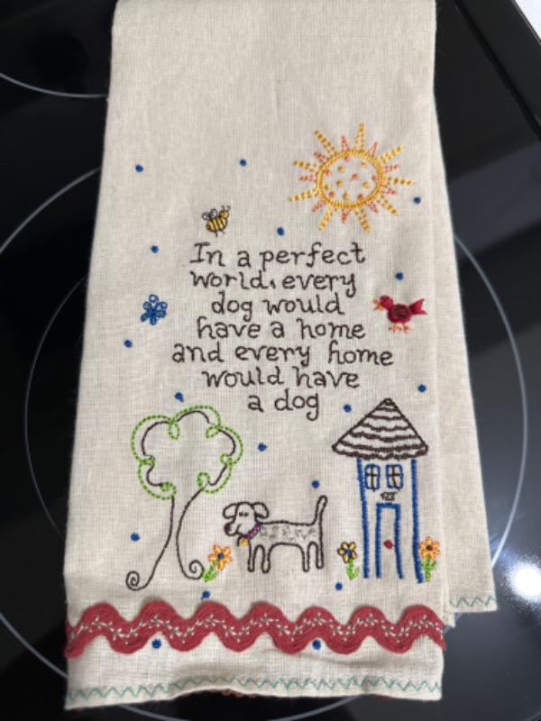 Linen Embroidered Hand Towel - Dog - Customer Photo From Lili Quintero