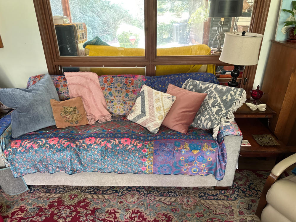 Perfect Cozy Couch Cover - Vintage Patchwork - Customer Photo From Sally Spillane