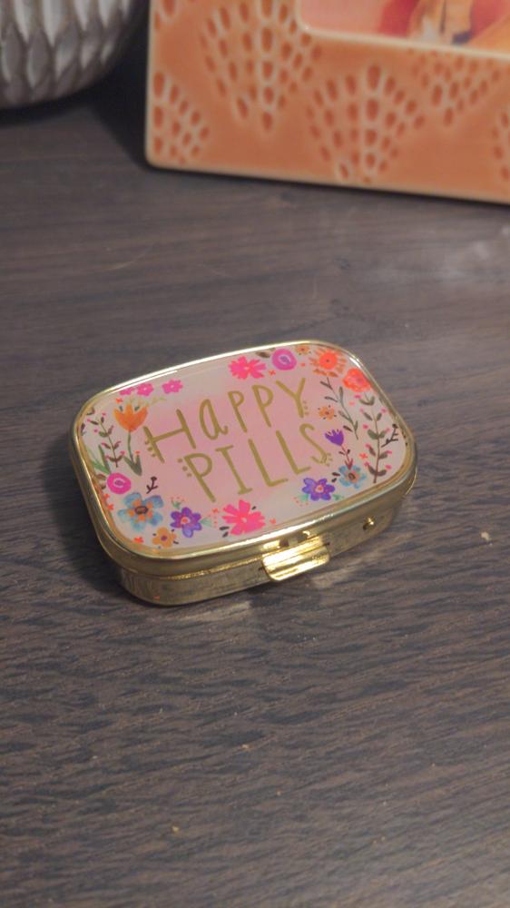 Pill Box Holder - Happy Pills Square - Customer Photo From Susan Cope