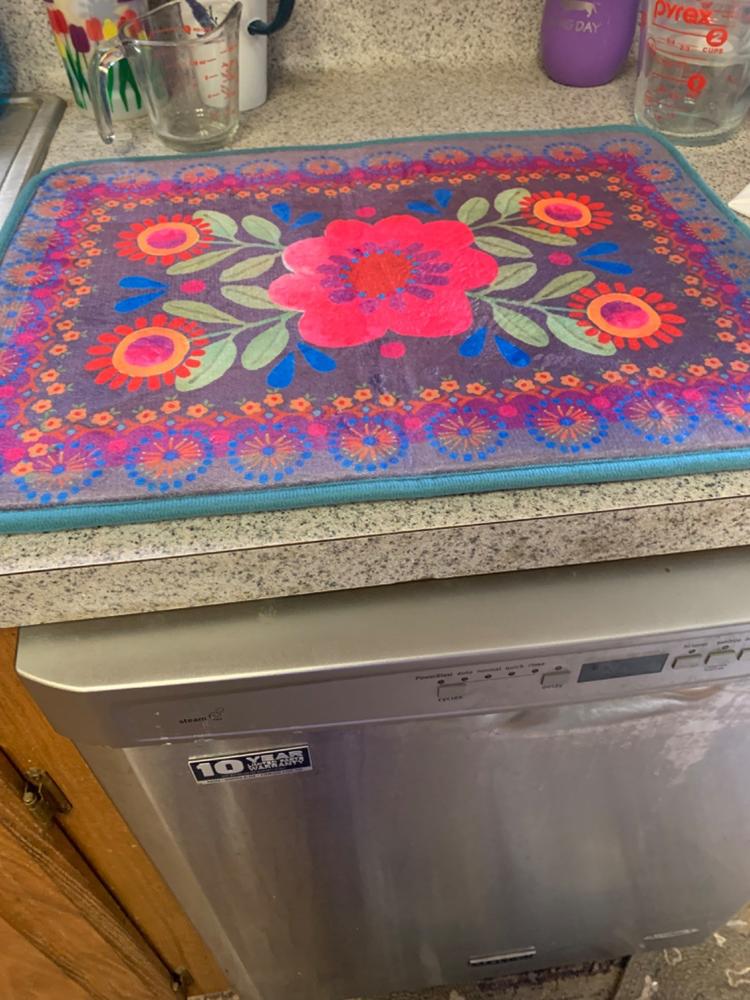 Reversible Dish Drying Mat - Floral - Customer Photo From Kathy Grisham