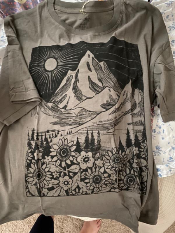 Remi Distressed Tee Shirt - Mountains - Customer Photo From Hannah Graves