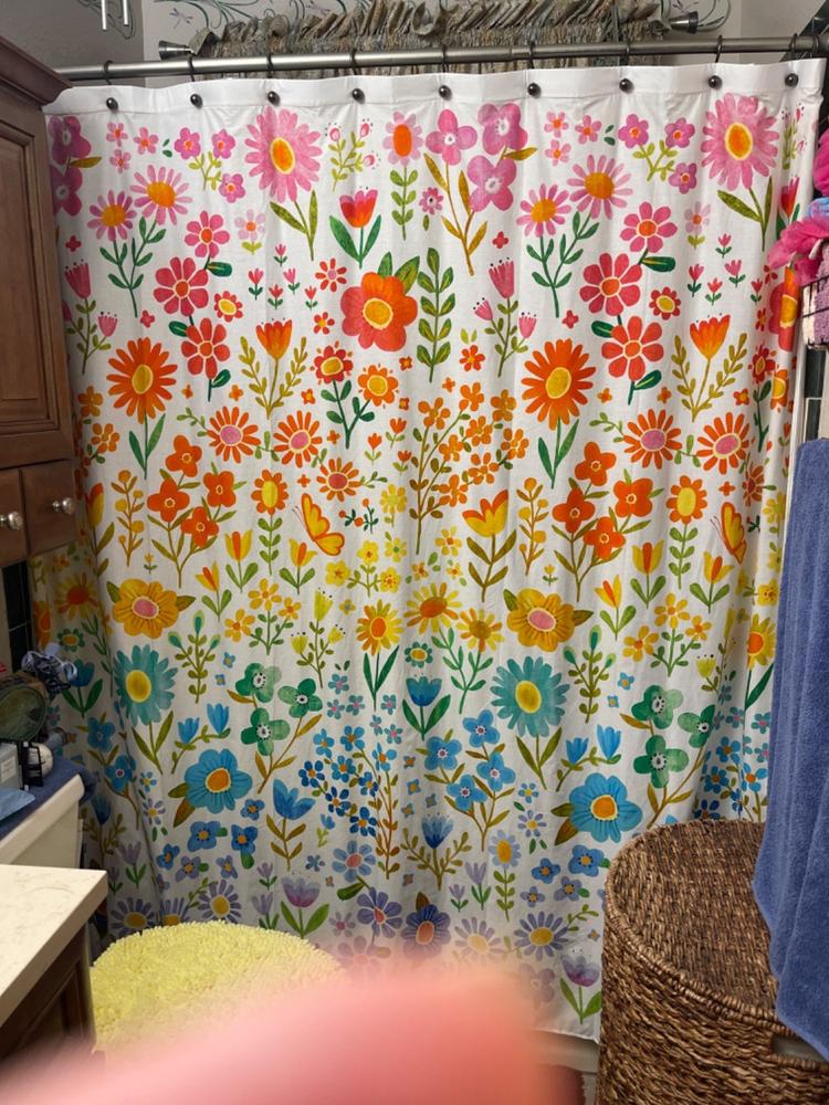 Boho Shower Curtain - Live Happy - Customer Photo From Lori Dykman