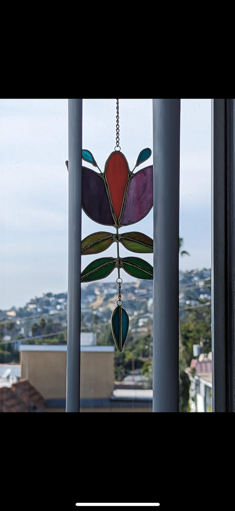 Stained Glass Window Hanging - Folk Flower - Customer Photo From Carol Abounabhan