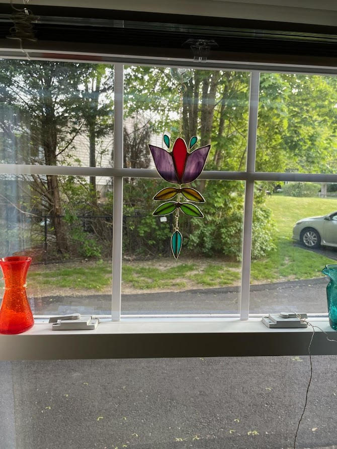 Stained Glass Window Hanging - Folk Flower - Customer Photo From Danielle Litchfield