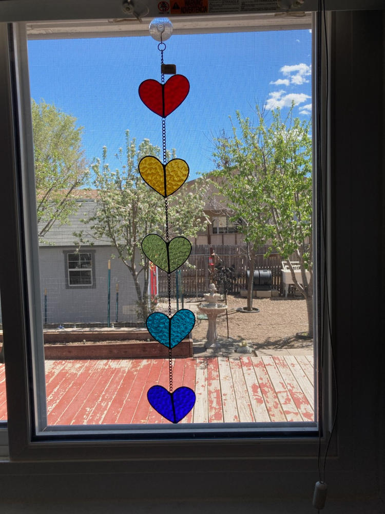 Stained Glass Mobile - Rainbow Hearts - Customer Photo From Rachel Elizabeth Laura