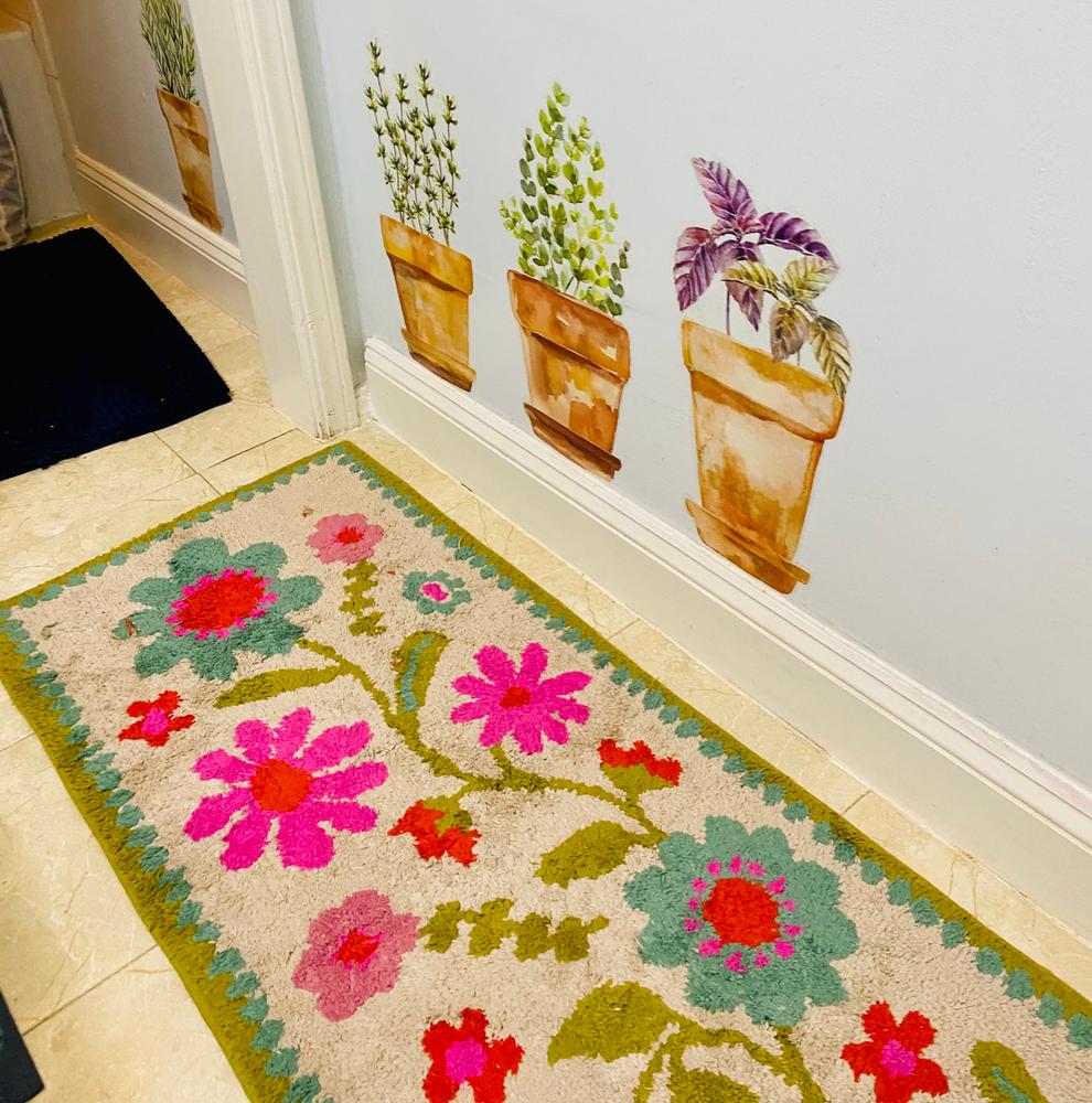 Tufted Runner Bath Mat - Pink Floral - Customer Photo From Janet Bailey West