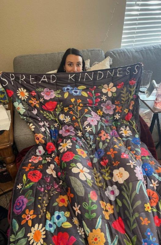 Cozy Weighted Blanket - Spread Kindness - Customer Photo From Andrea Briseno