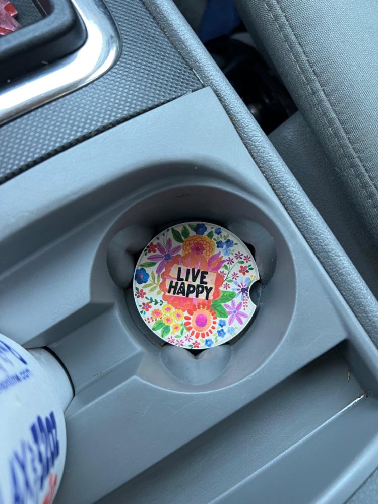 Car Coasters, Set of 2 - Live Happy - Customer Photo From Jenny Brewer