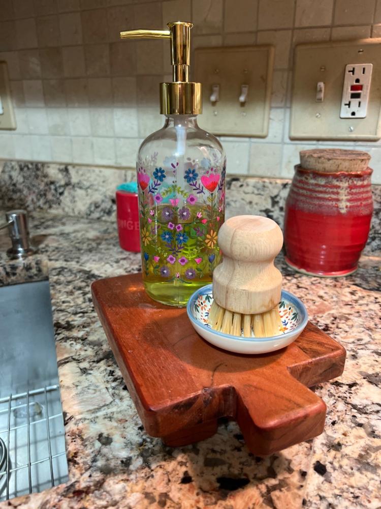 Hand-Carved Acacia Wood Counter Riser - Customer Photo From Kathryn Autrey