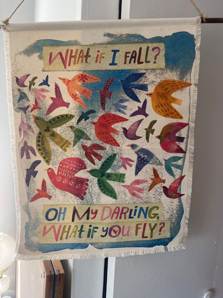 Canvas Tapestry Wall Hanging - What If You Fly - Customer Photo From Elana Brown