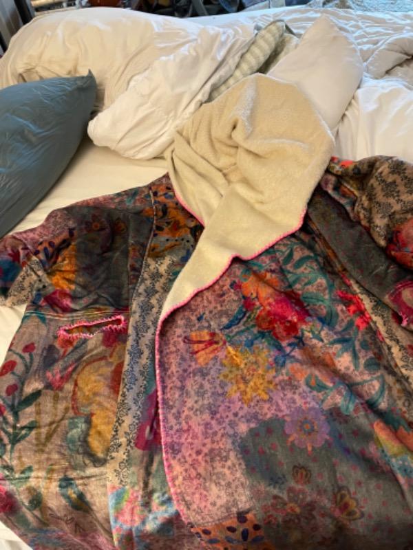 Long Blanket Kimono - Pink Floral Patchwork - Customer Photo From Jamie Carroll