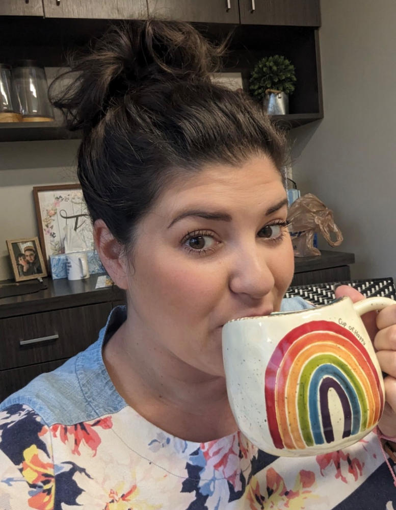 Artisan Rainbow Coffee Mug - Cup of Happy - Customer Photo From Jess Austin