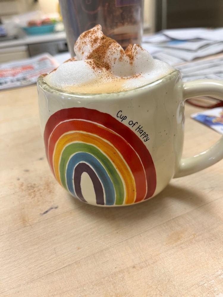 Artisan Rainbow Coffee Mug - Cup of Happy - Customer Photo From Kelley Ellis