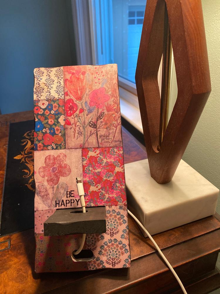Wooden Phone Stand - Be Happy - Customer Photo From Barb