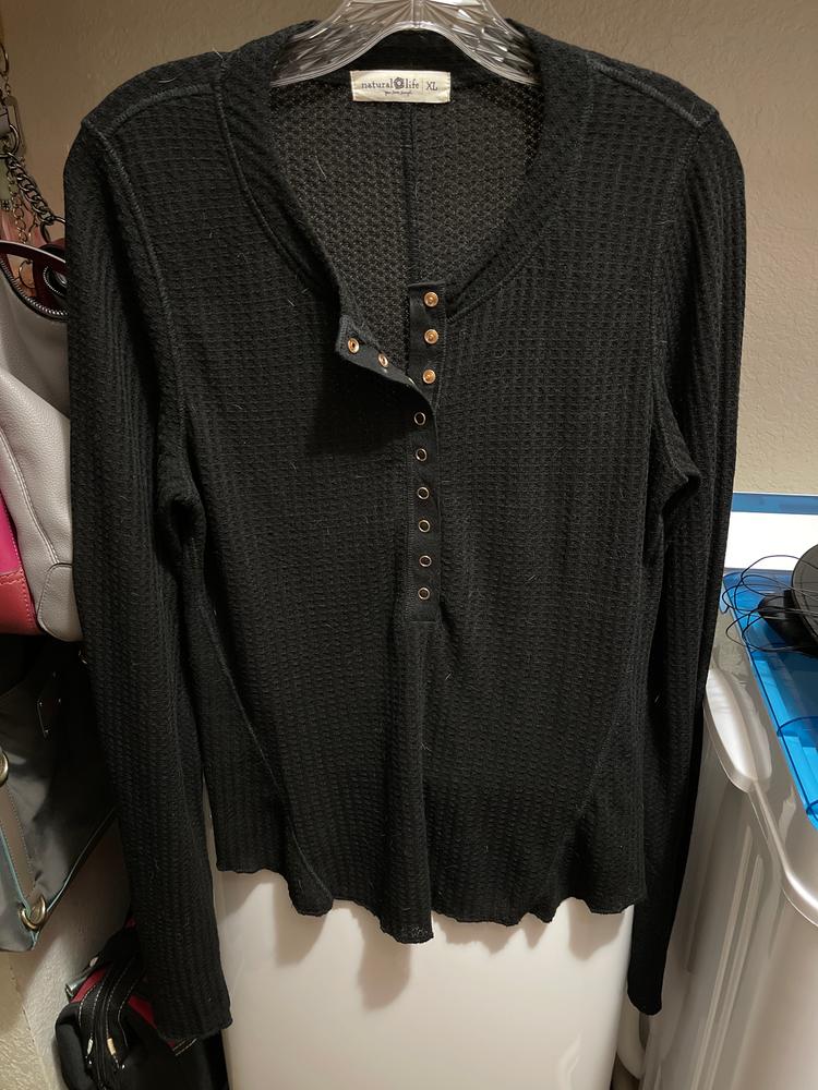 Reagan Thermal Henley Shirt - Black - Customer Photo From Erin Viki Losse