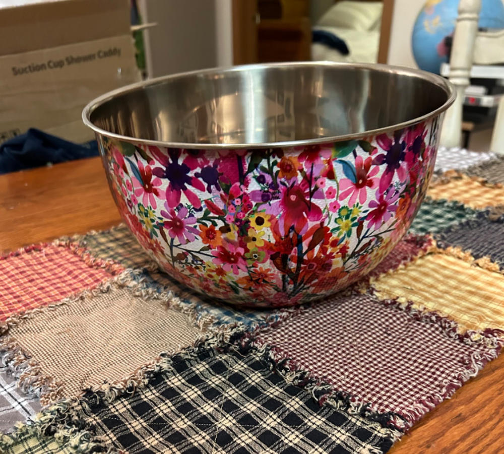 Stainless Steel Bowl - Large Watercolor Floral - Customer Photo From Jo Ann Miller