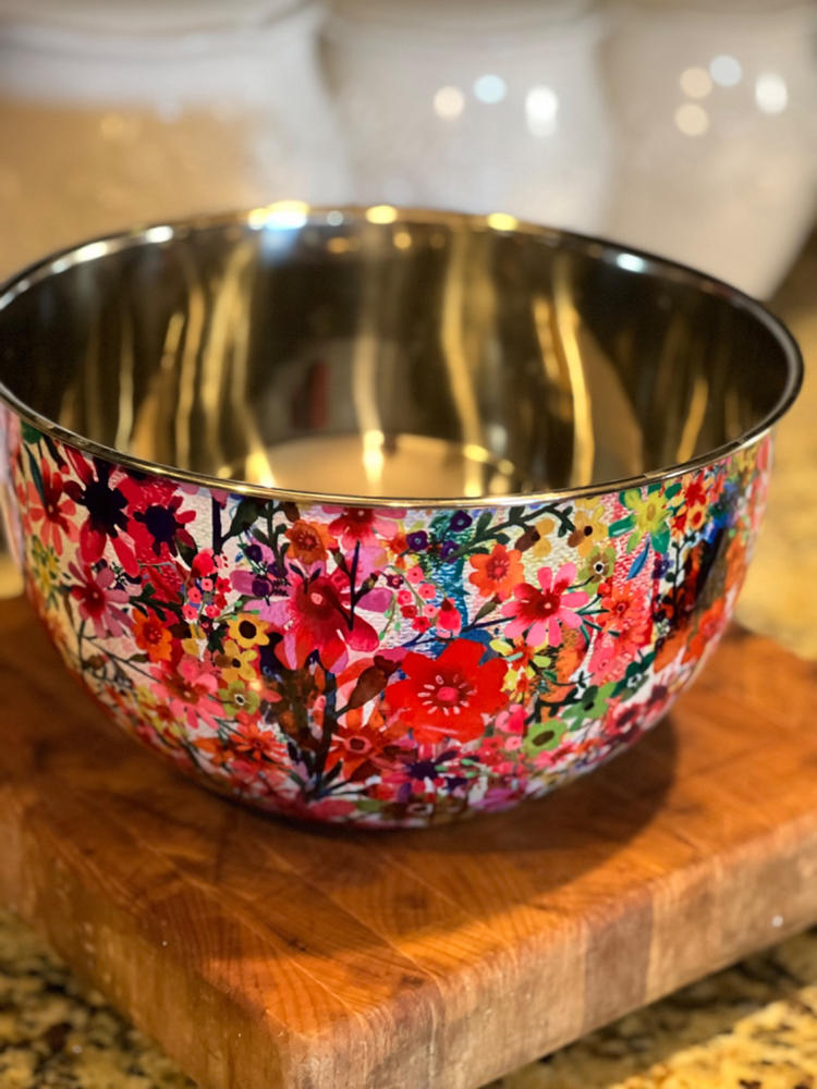 Stainless Steel Bowl - Large Watercolor Floral - Customer Photo From Maggie Flannery