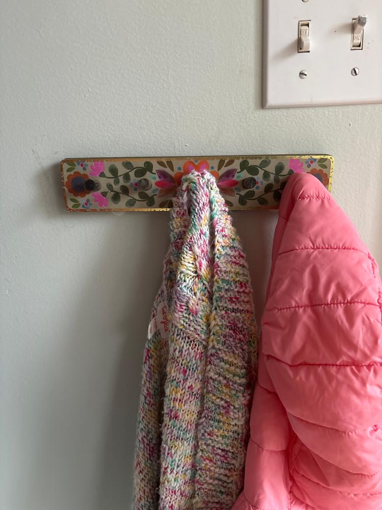 Floral Wall Hook Rack - Pink Flower - Customer Photo From Jess 