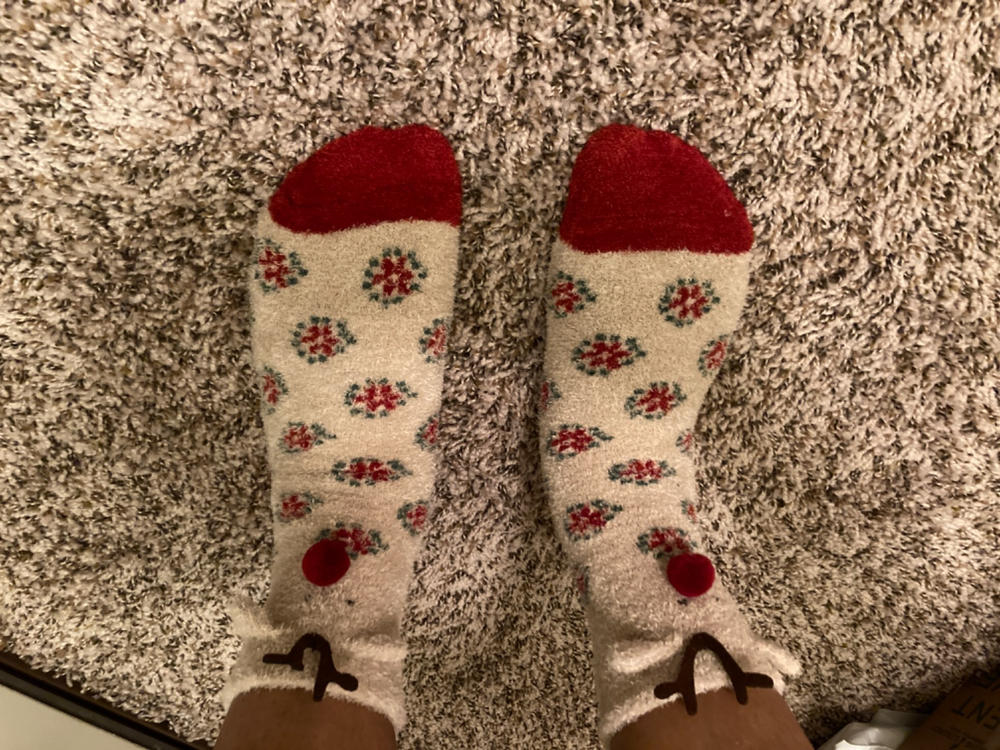 Boxed Cozy Critter Socks - Reindeer - Customer Photo From kendria Burrows