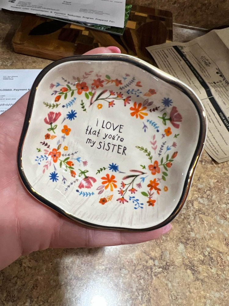 Antiqued Trinket Bowl - Sister - Customer Photo From Jessica Fraley-Ireland 