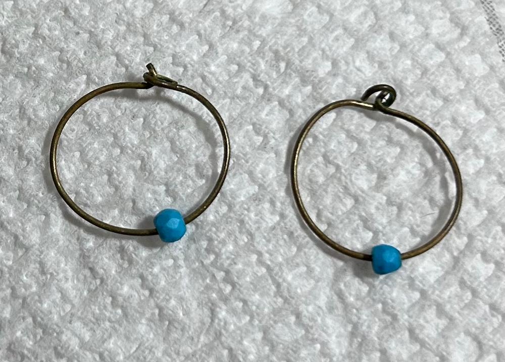 Tiny Hoop Earrings - Turquoise - Customer Photo From Deborah C.