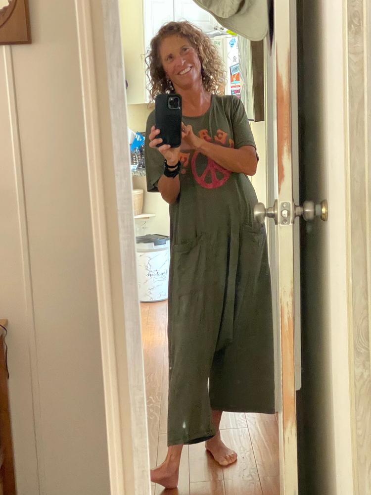 Nomad Knit Printed Jumpsuit - Peace Sign - Customer Photo From Deborah 