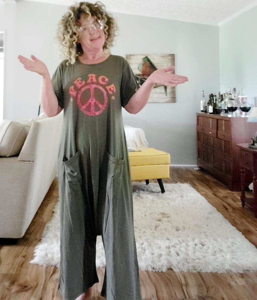Nomad Knit Printed Jumpsuit - Peace Sign - Customer Photo From Tina