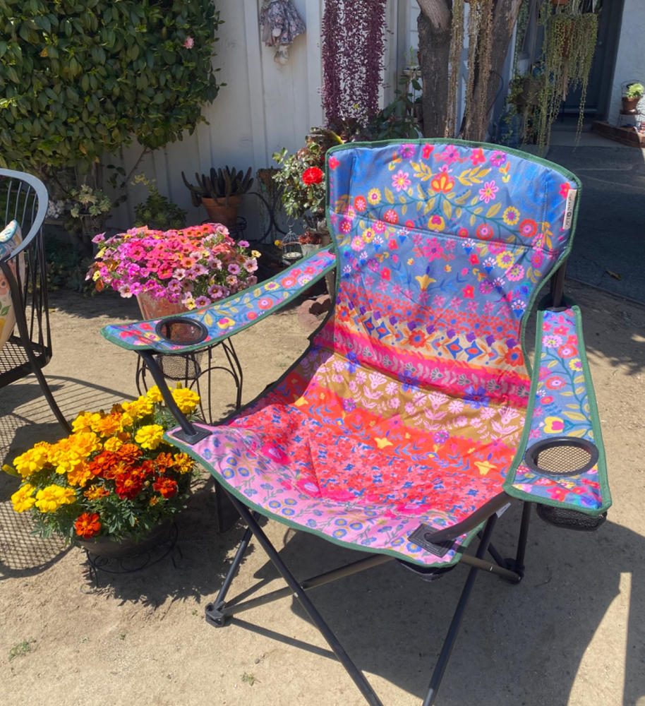 Folding Camp Chair - Folk Floral Border - Customer Photo From Noriko Takehara