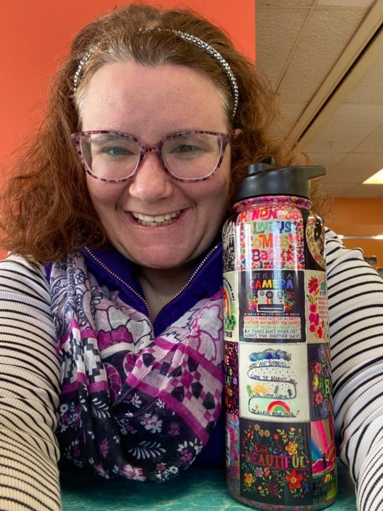 XL Stainless Steel Water Bottle - Chirp Patchwork - Customer Photo From Claire Hayes