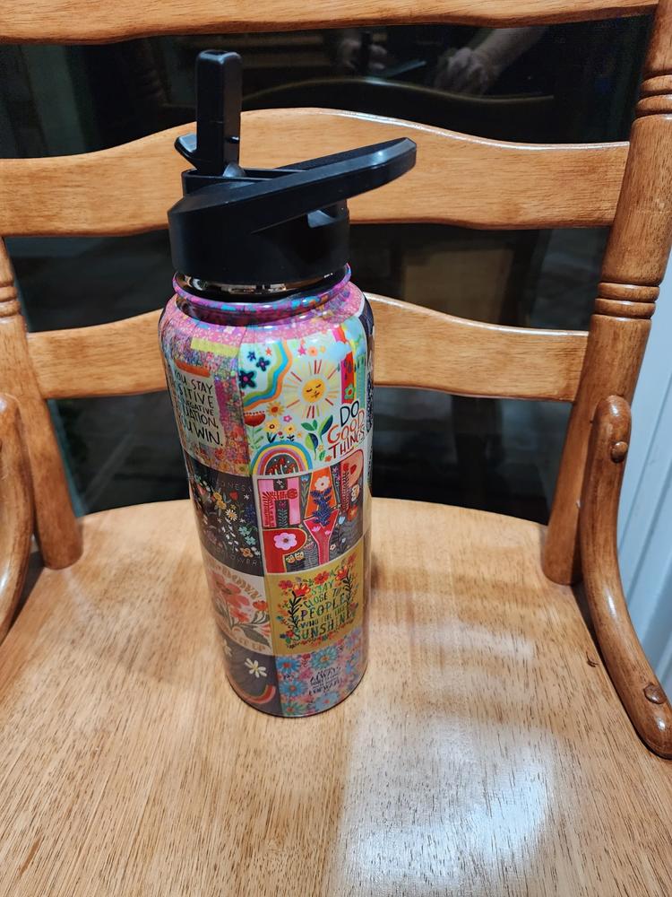 XL Stainless Steel Water Bottle - Chirp Patchwork - Customer Photo From Kathy Plourde